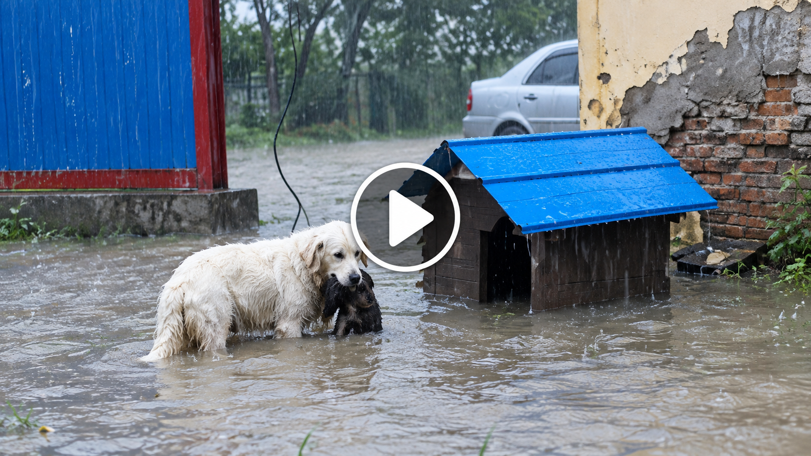 A Mother Dog’s Loving Instincts Inspire Hope During a Flood