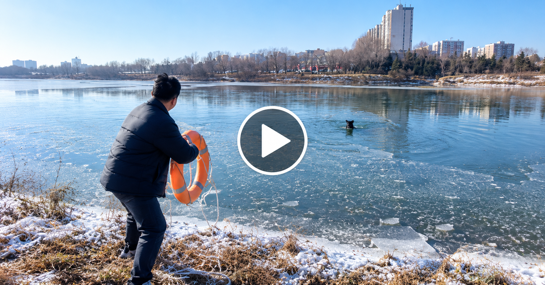 A Winter Rescue Brings Hope to an Animal Stranded on a Frozen Lake